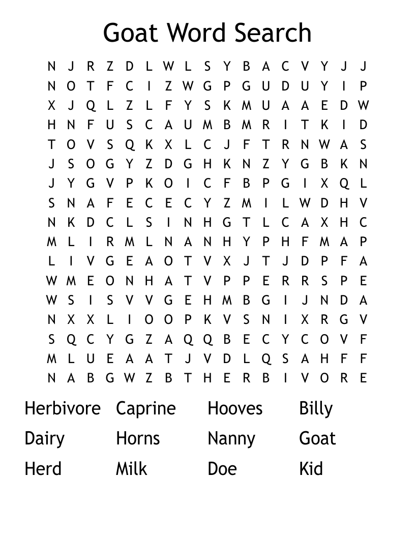 Goat Word Search
