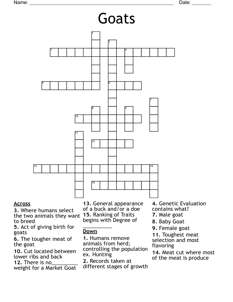 Goats Crossword