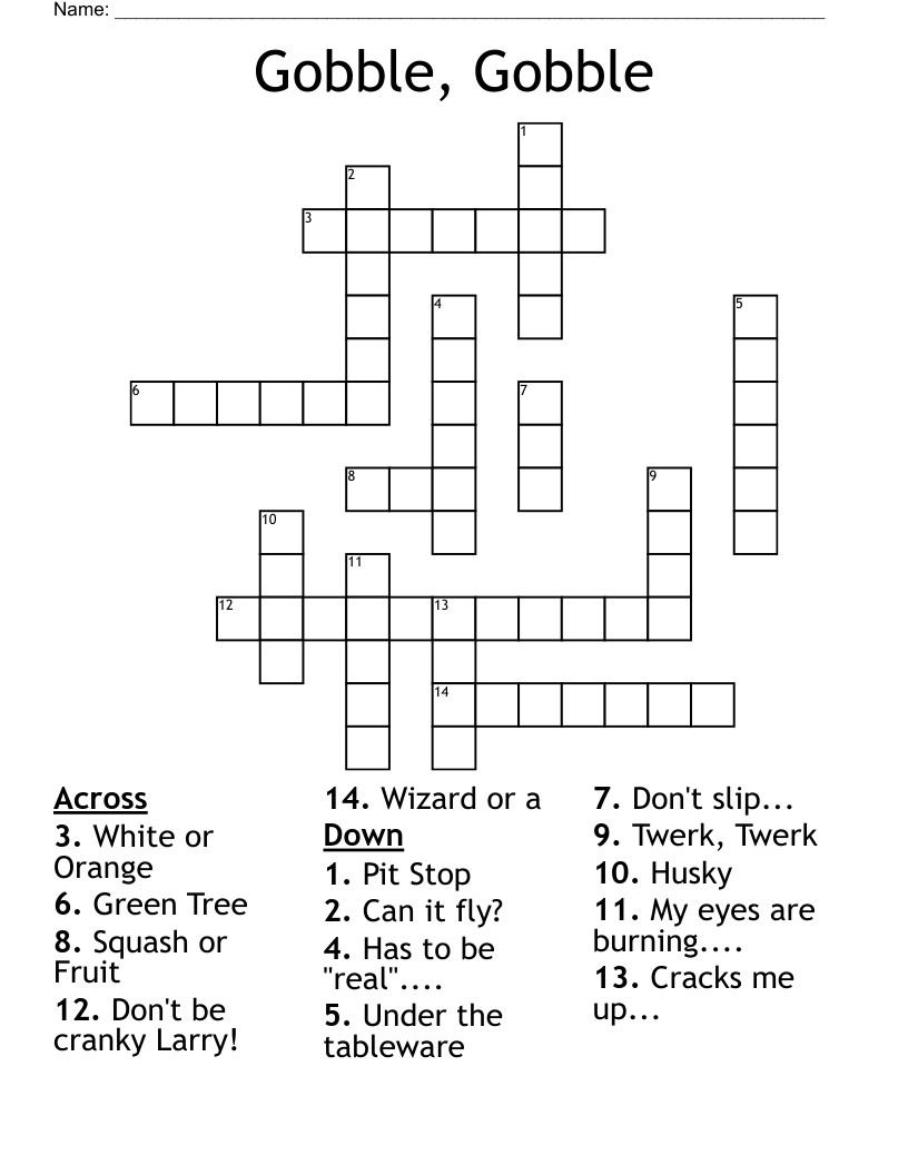 Gobble, Gobble Crossword