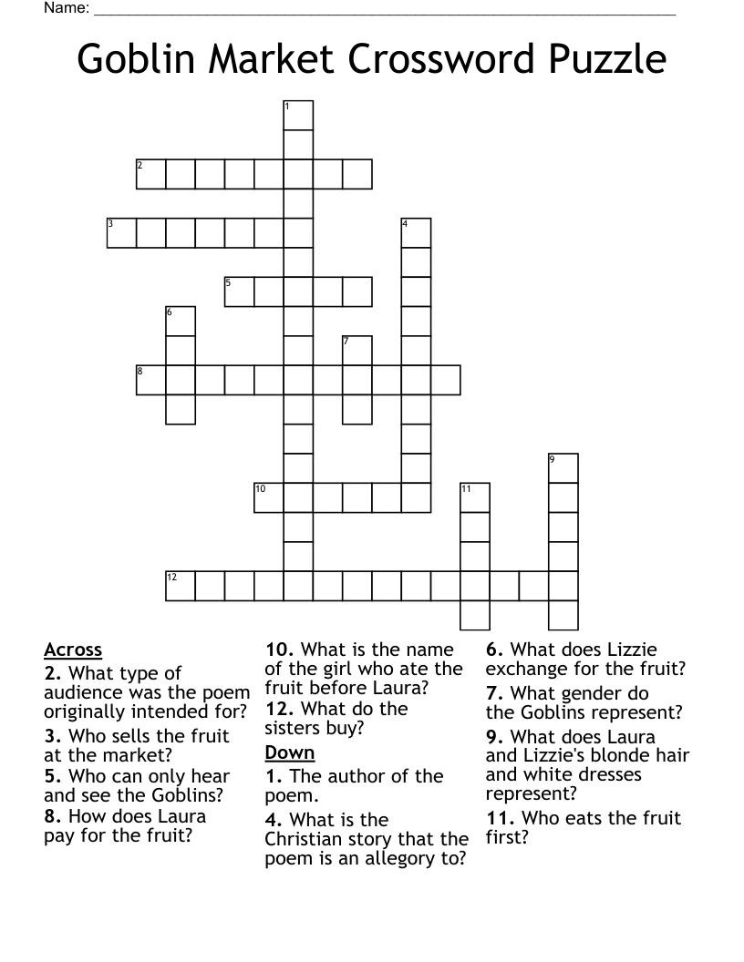 Goblin Market Crossword Puzzle