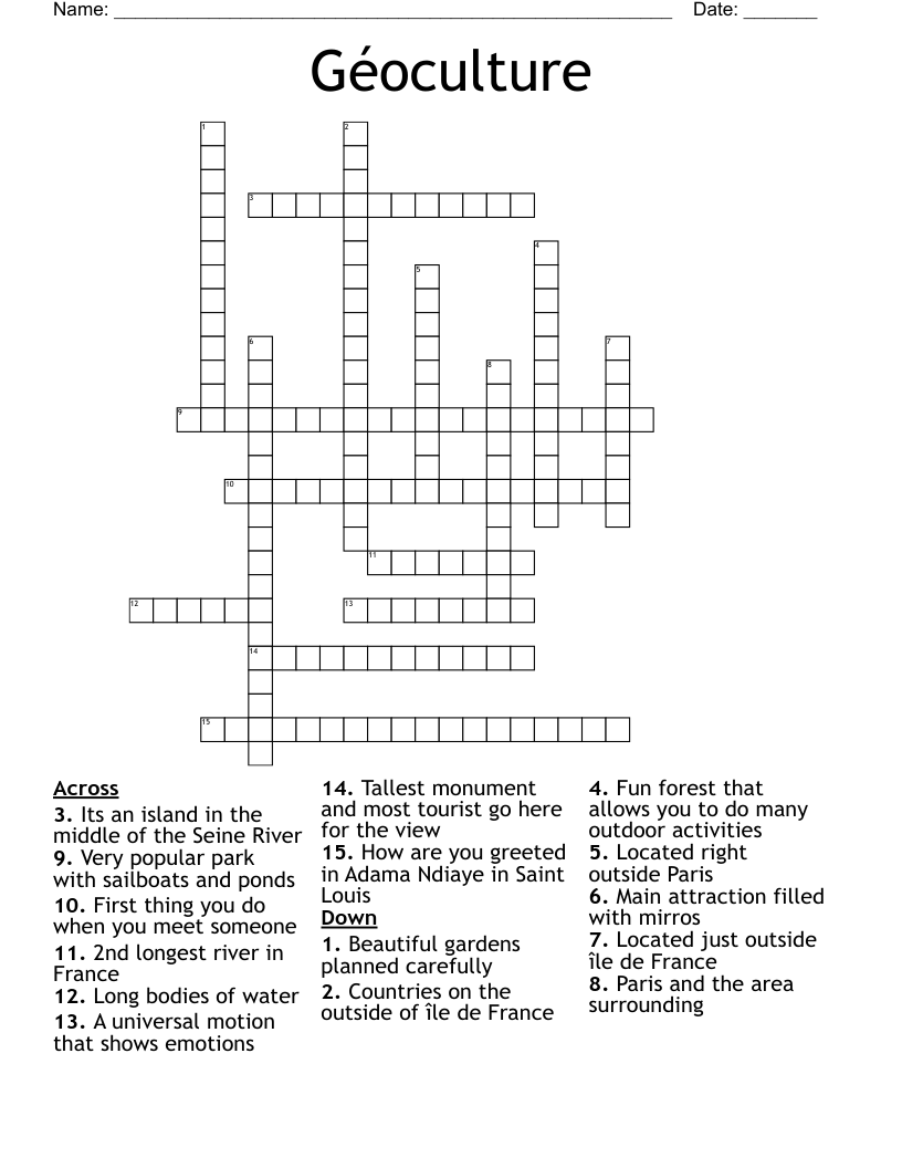 Géoculture Crossword