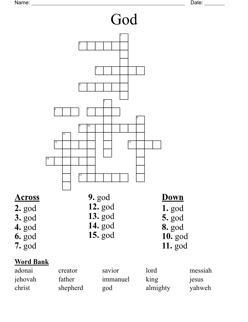 God Crossword