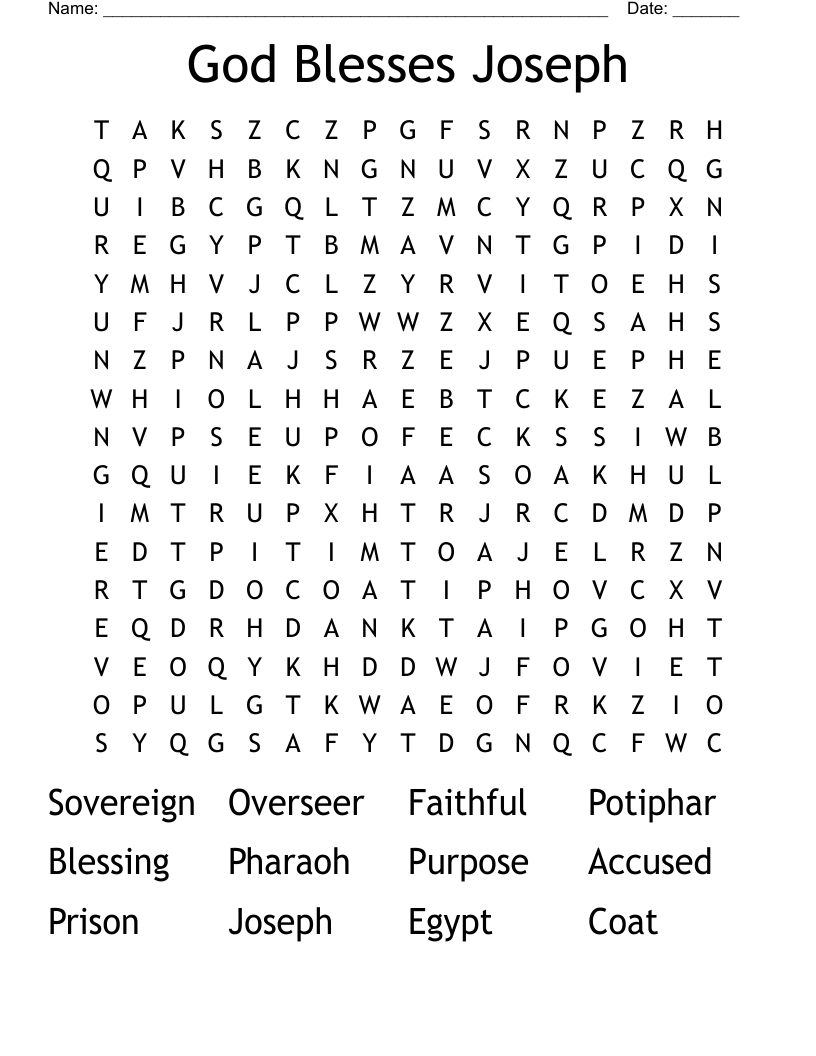 God Blesses Joseph Word Search