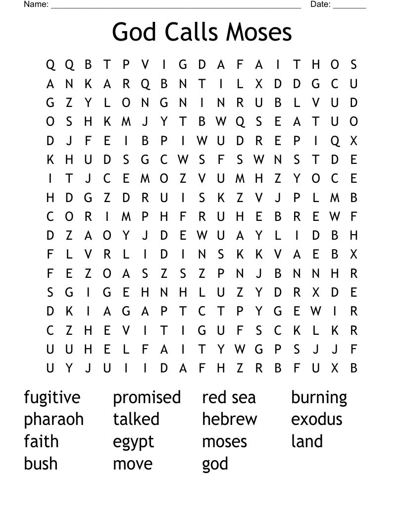 God Calls Moses Word Search