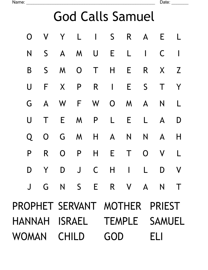 God Calls Samuel Word Search