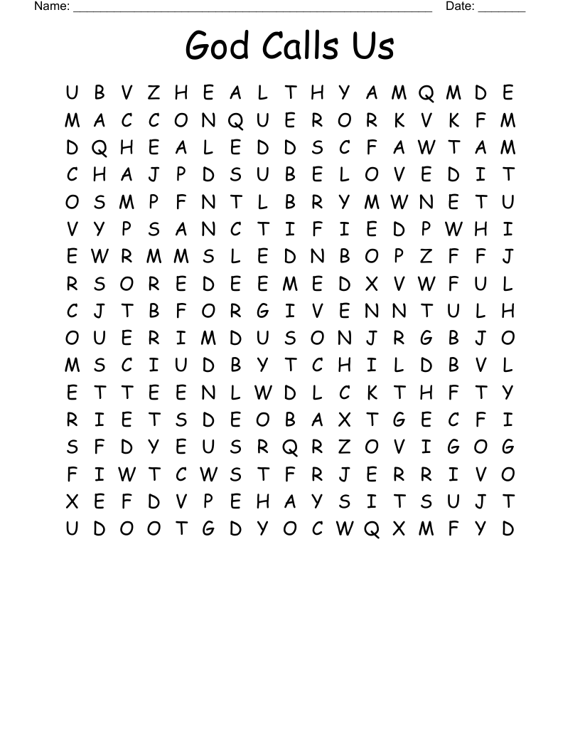 God Calls Us Word Search