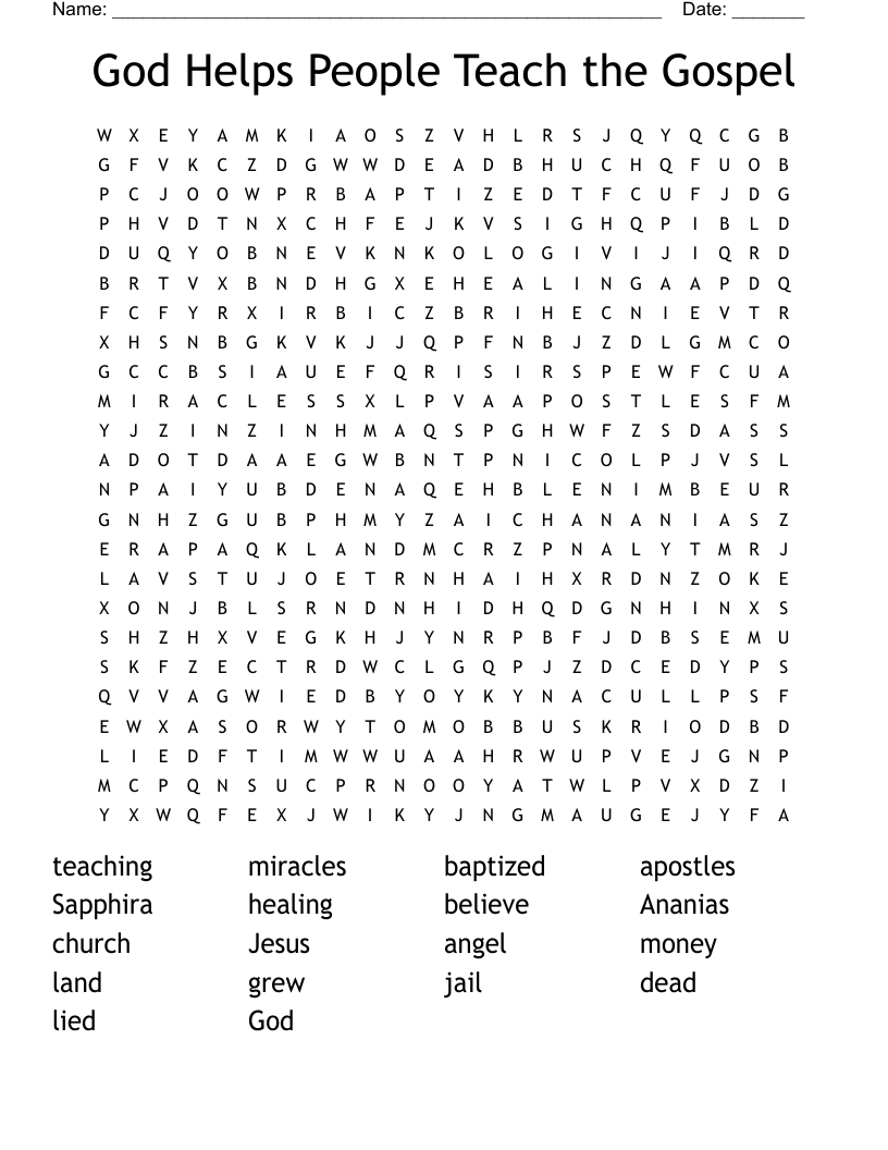 God Helps People Teach the Gospel Word Search