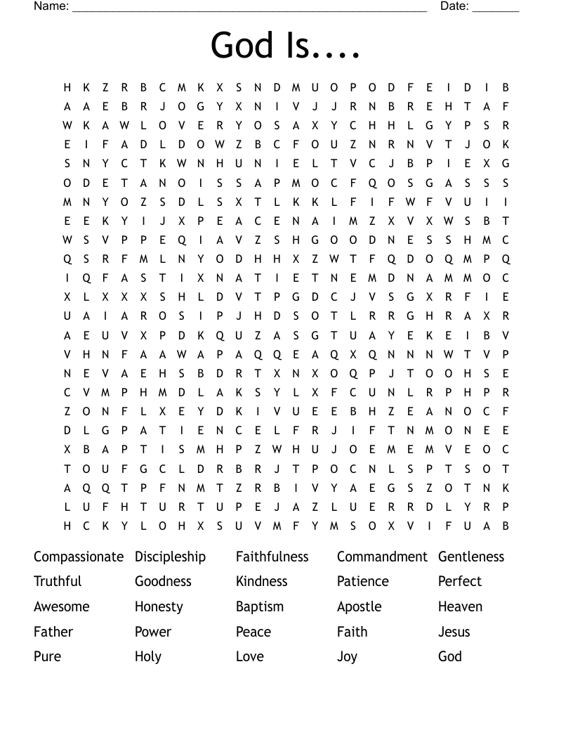 God Is.... Word Search