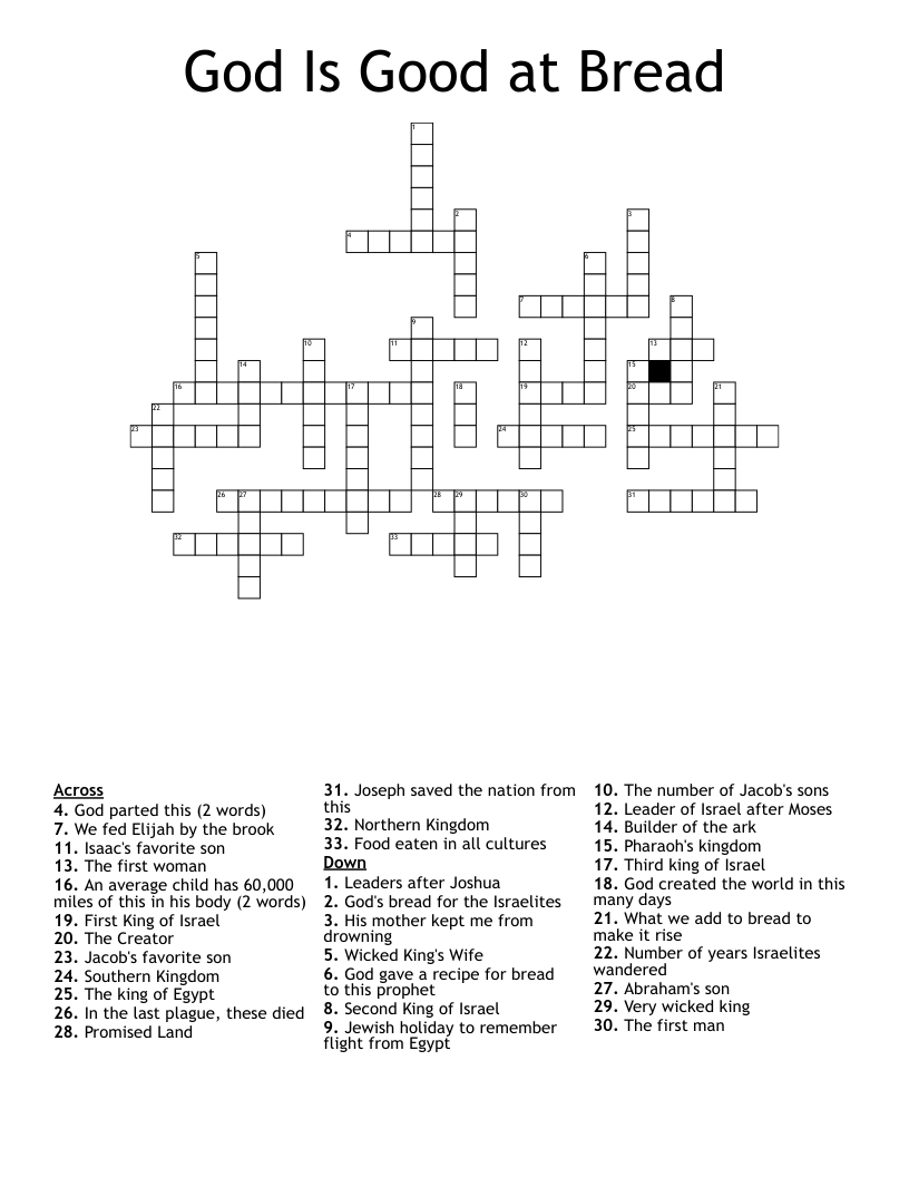 God Is Good at Bread Crossword