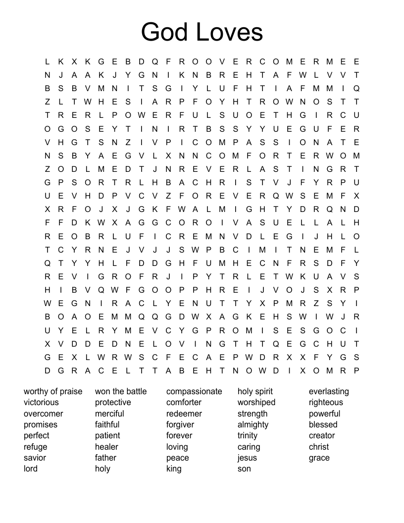 God Loves Word Search