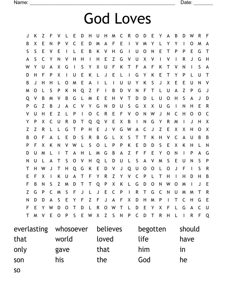God Loves Word Search