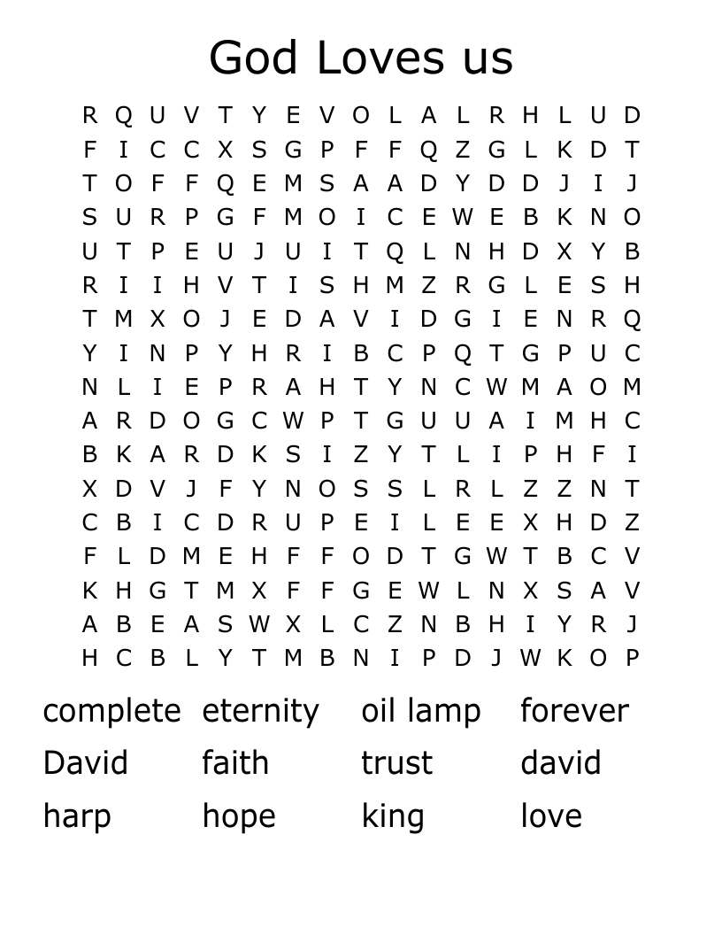 God Loves us Word Search