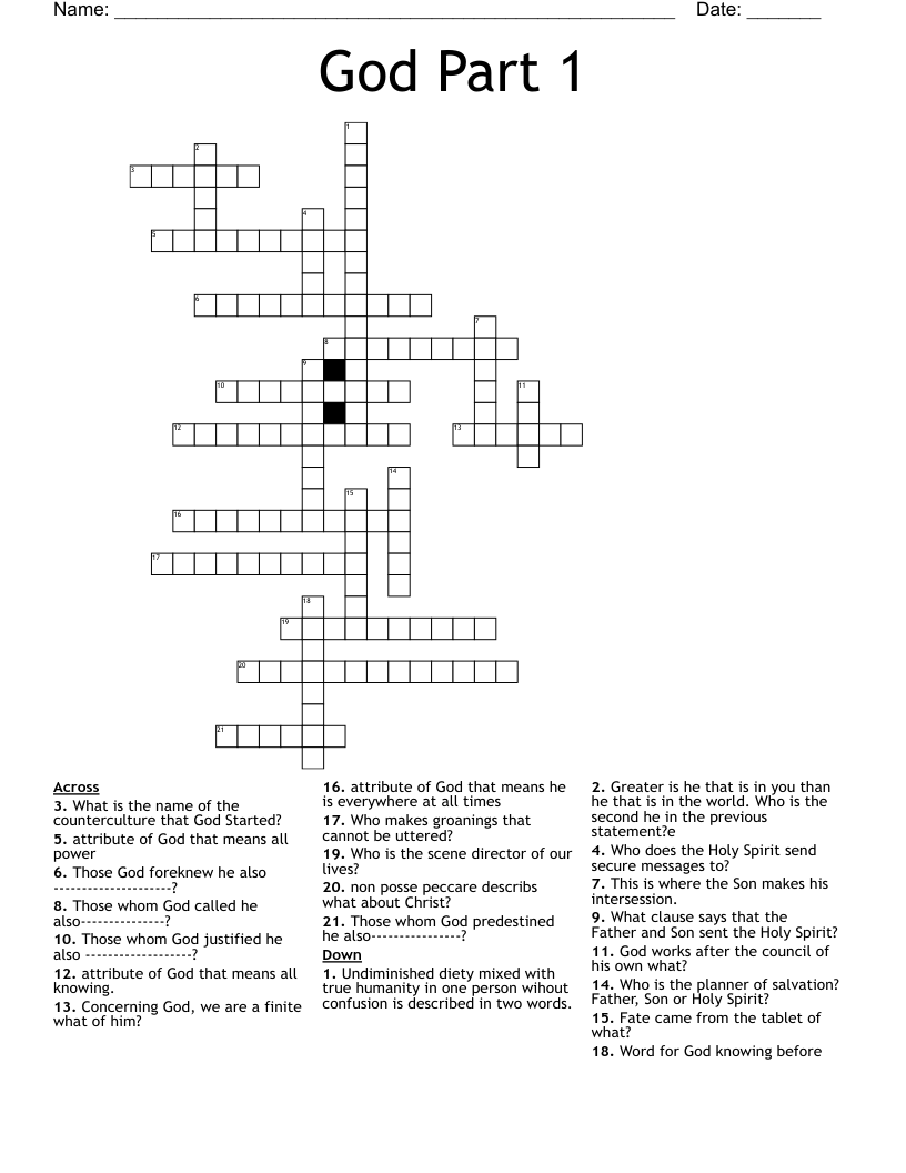 God Part 1 Crossword