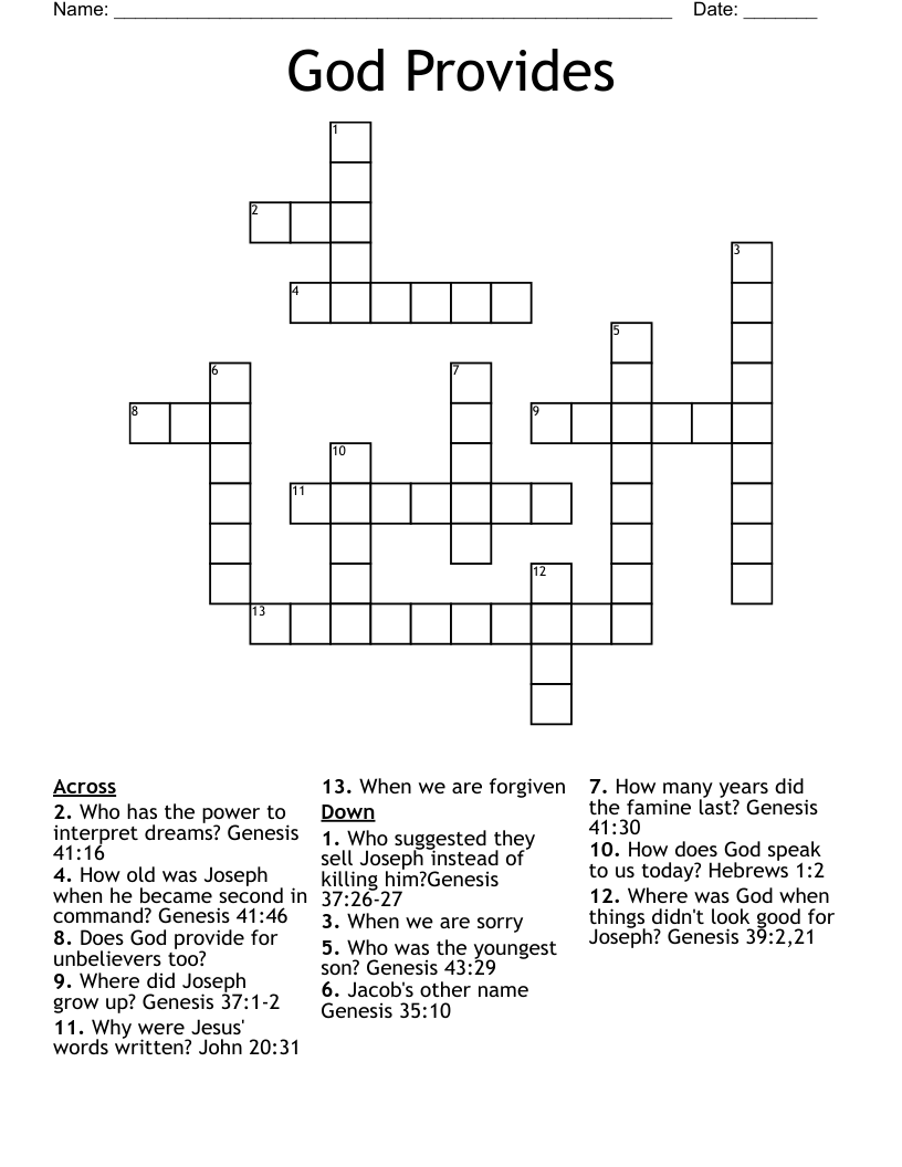 God Provides Crossword