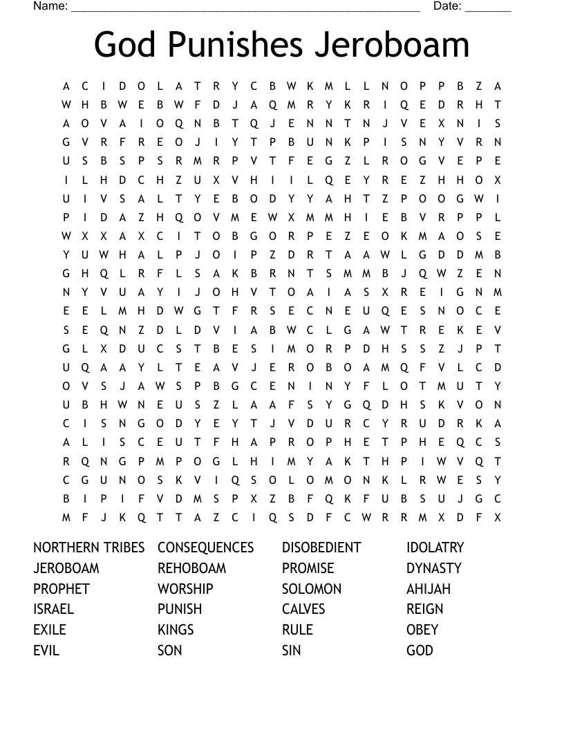God Punishes Jeroboam Word Search