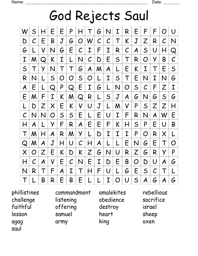 God Rejects Saul Word Search