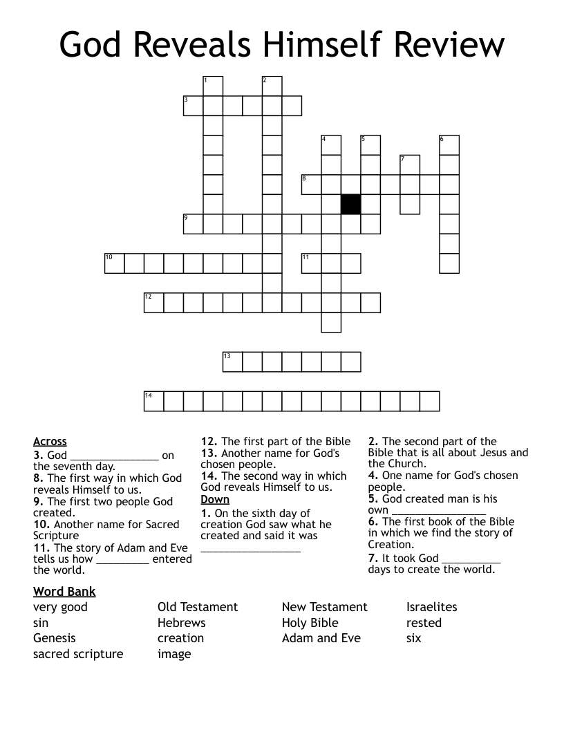 God Reveals Himself Review Crossword
