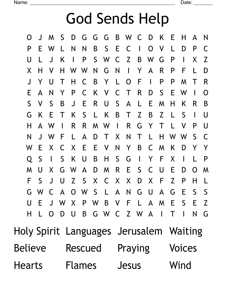 God Sends Help Word Search