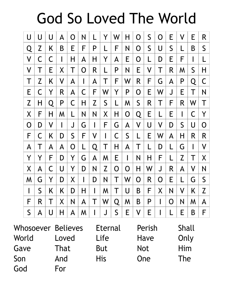 God So Loved The World  Word Search
