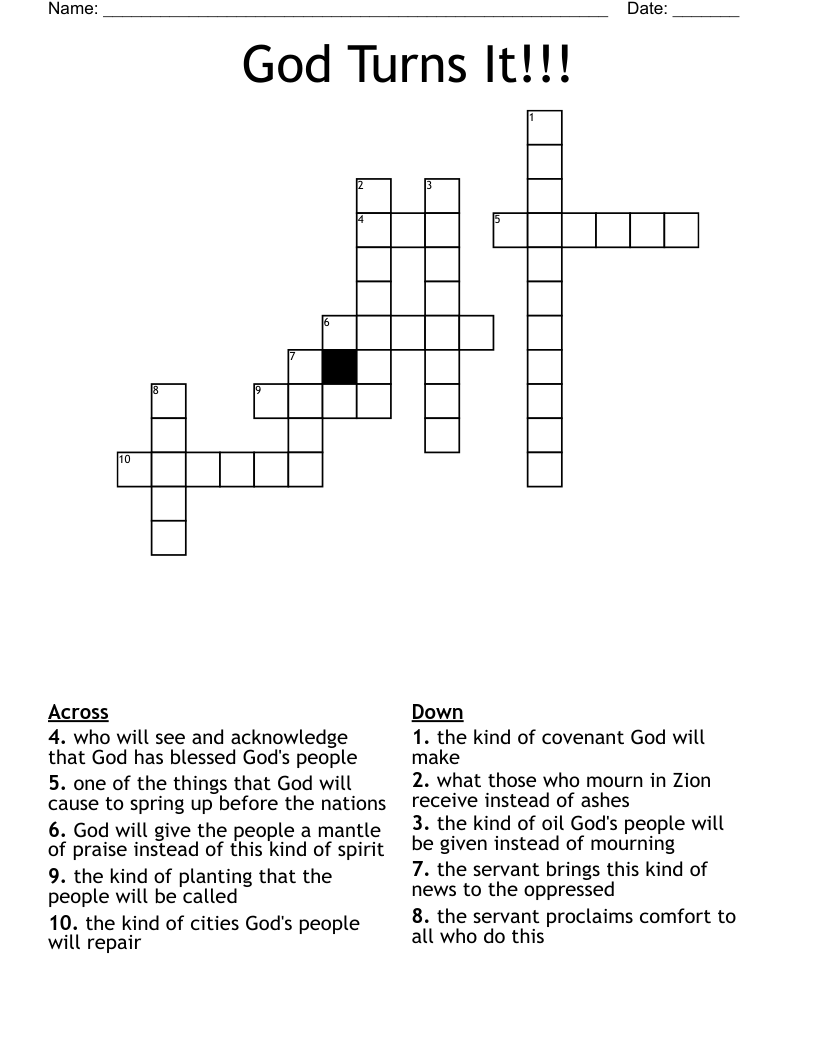 God Turns It!!! Crossword
