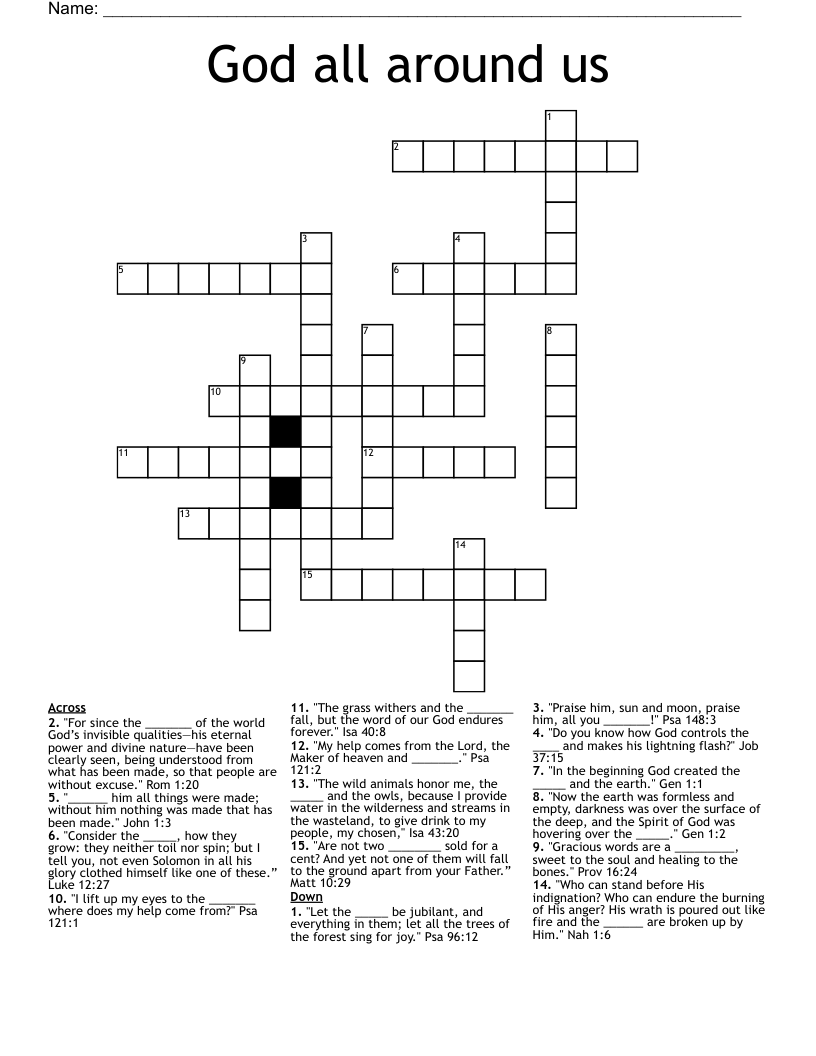 God all around us Crossword