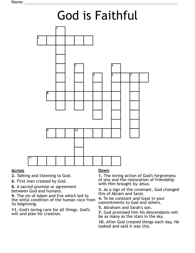 God is Faithful Crossword