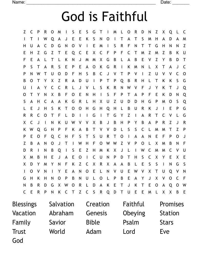 God is Faithful Word Search