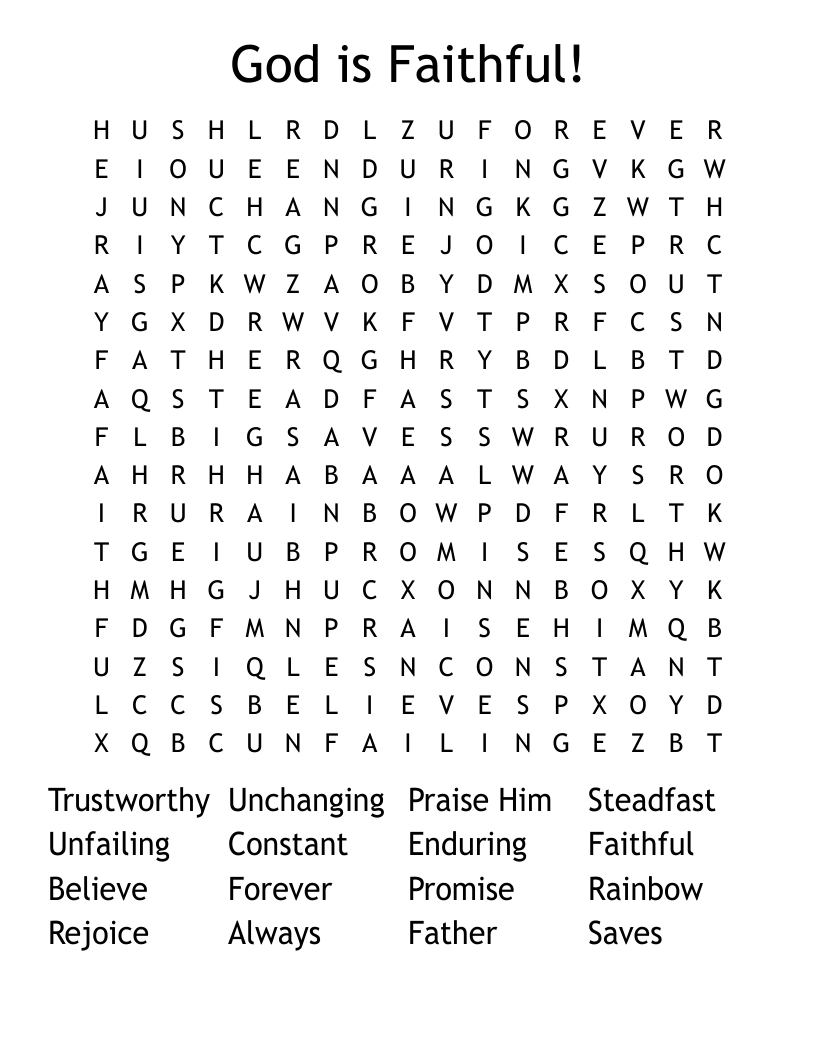 God is Faithful!  Word Search