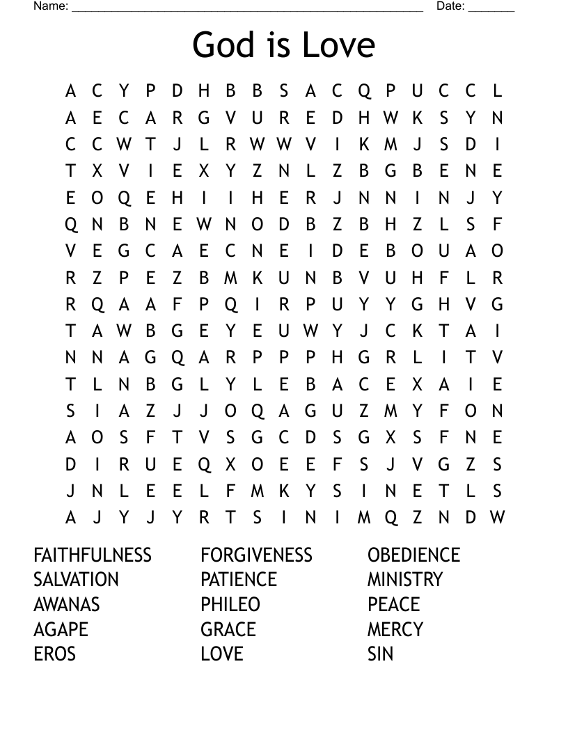 God is Love Word Search