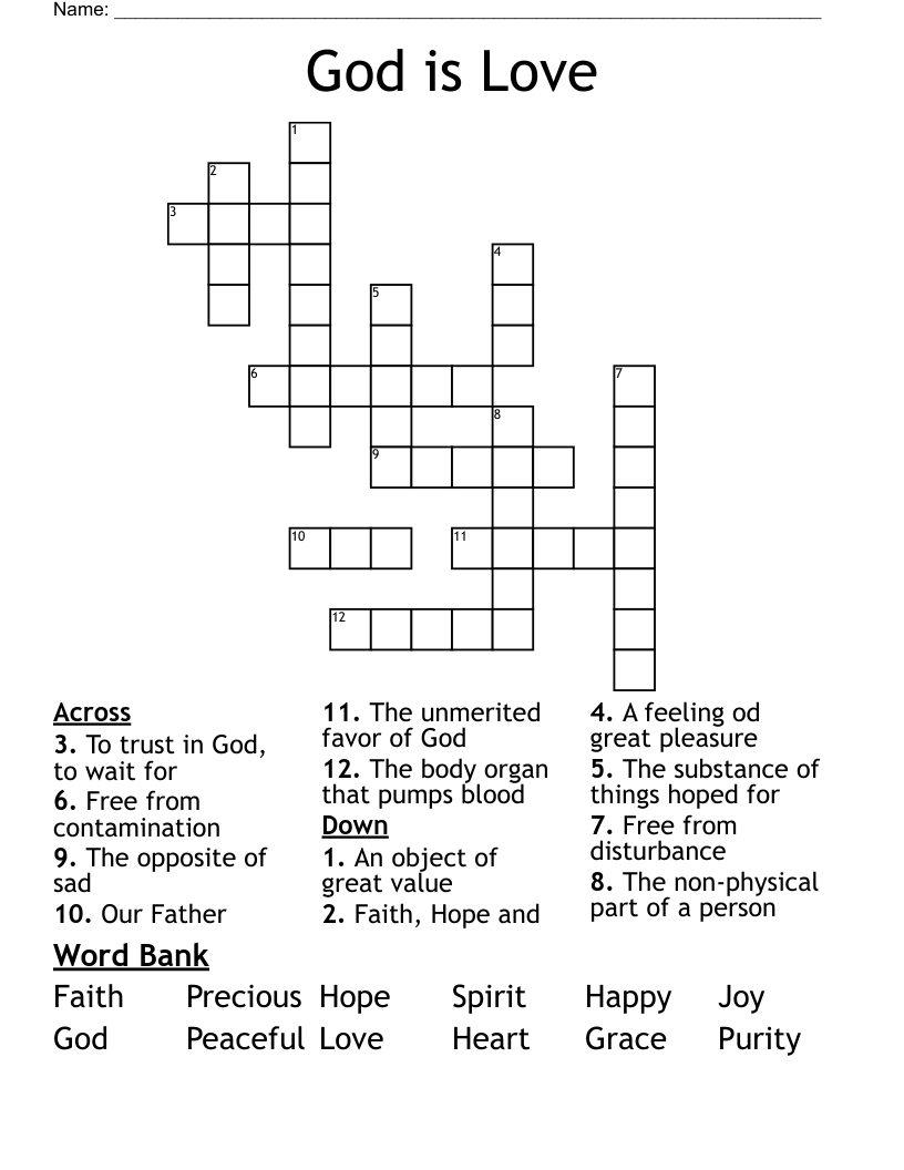 God is Love Crossword