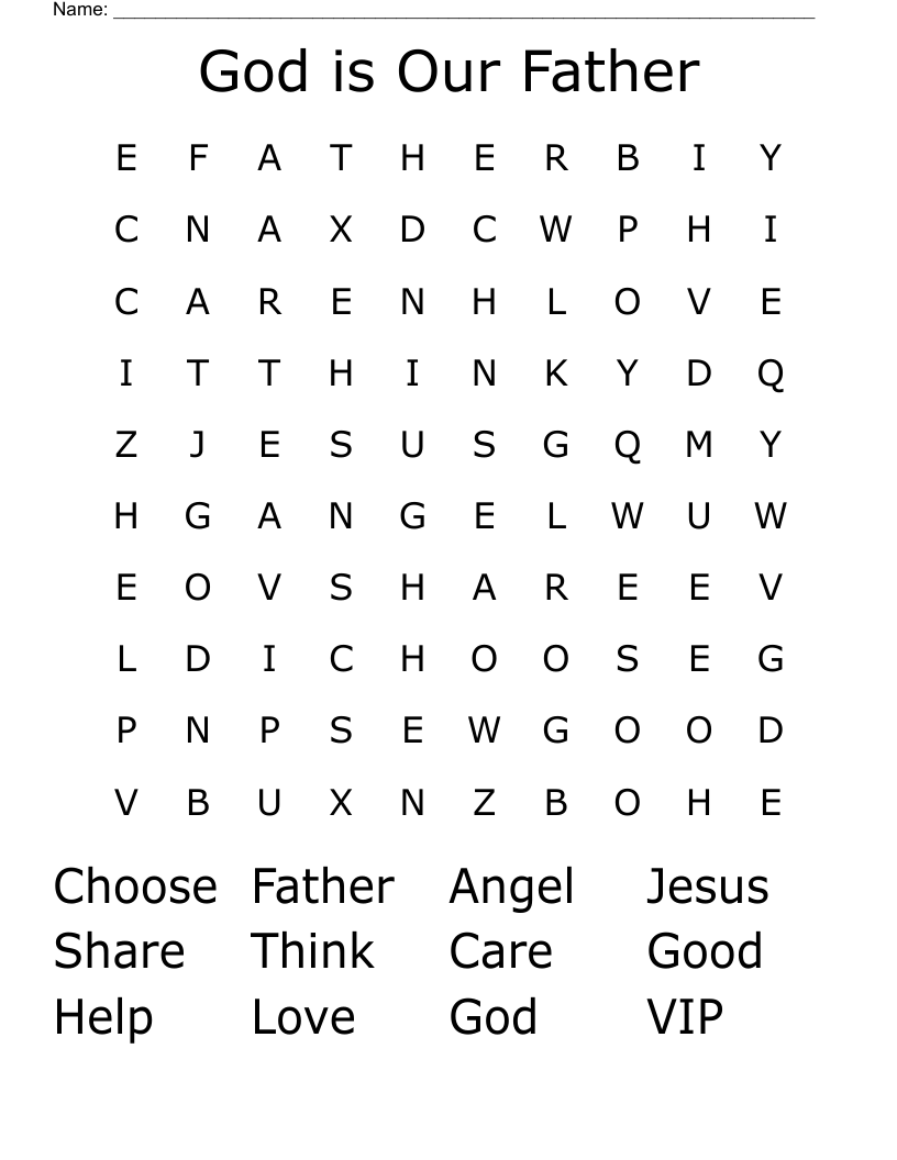 God is Our Father Word Search