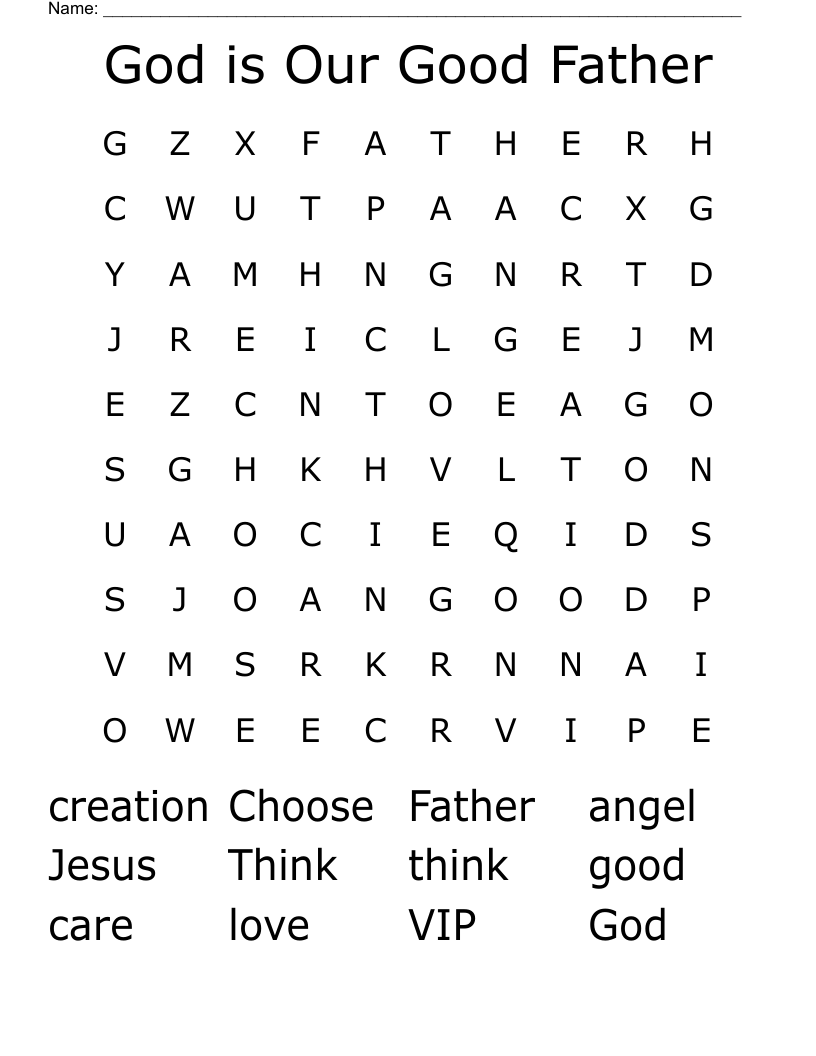 God is Our Good Father Word Search