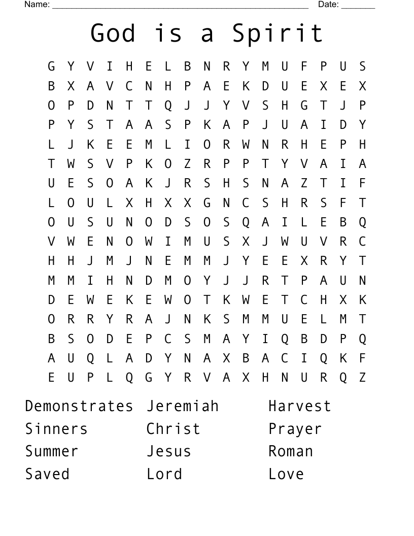 God is a Spirit Word Search