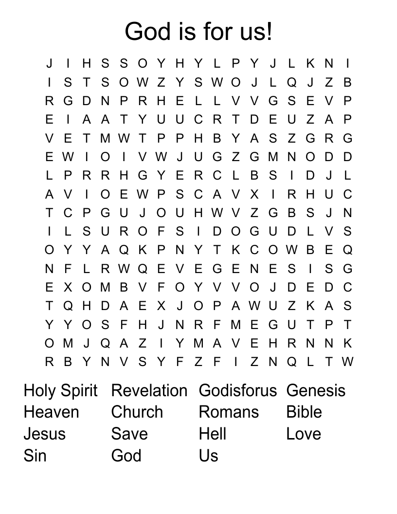 God is for us! Word Search