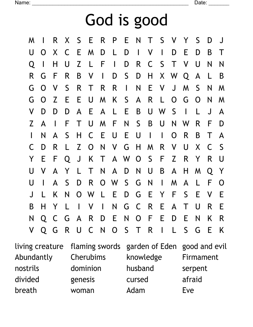 God is good Word Search