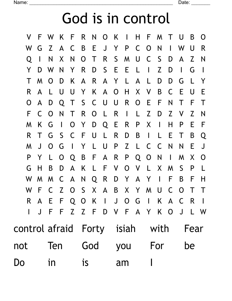 God is in control Word Search