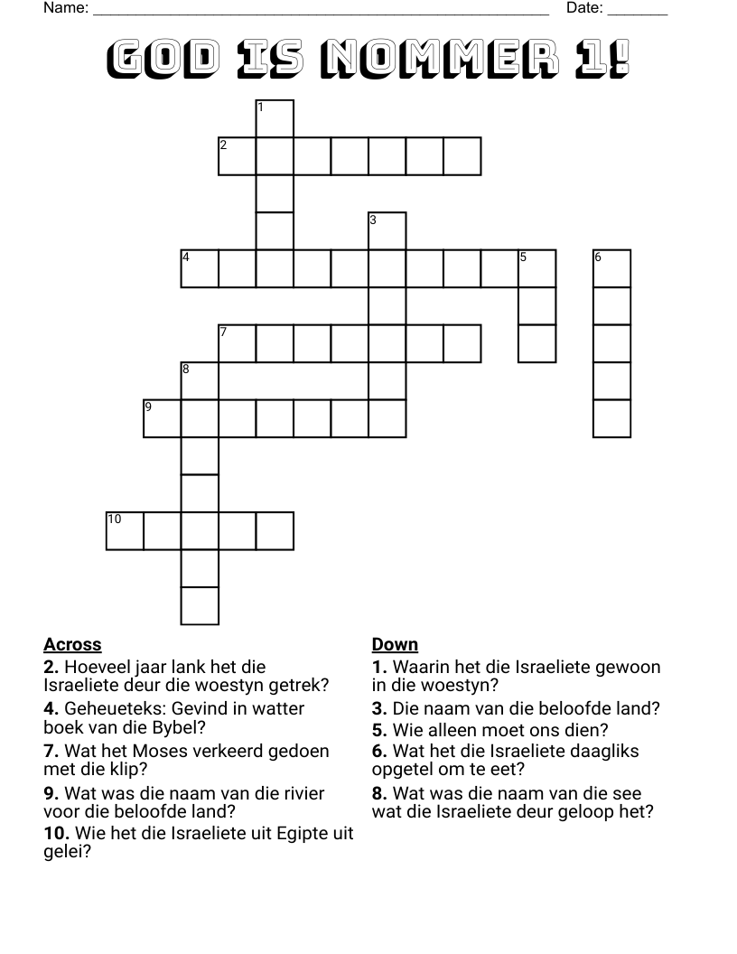 God is nommer 1! Crossword