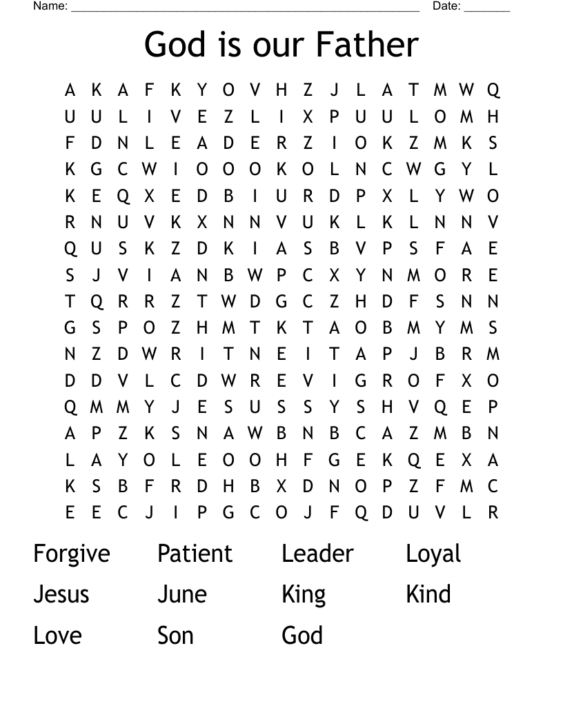 God is our Father Word Search