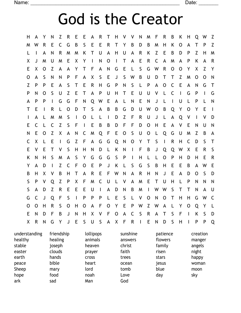 God is the Creator Word Search