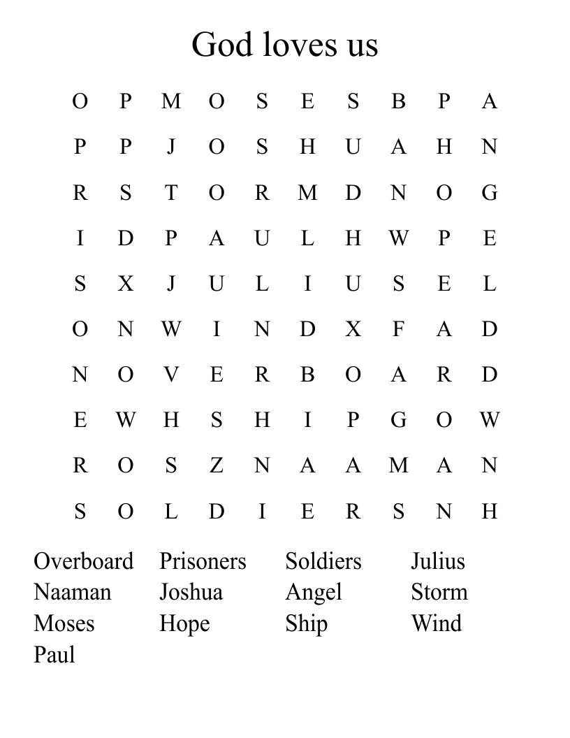 God loves us Word Search
