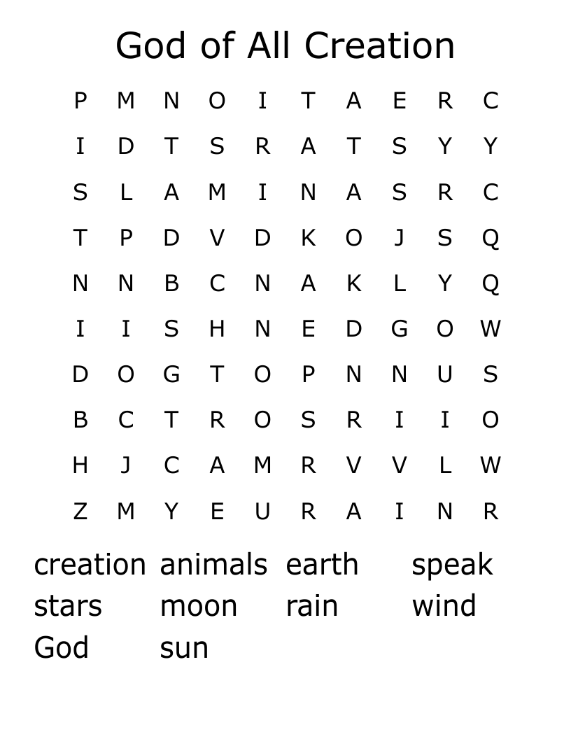 God of All Creation Word Search