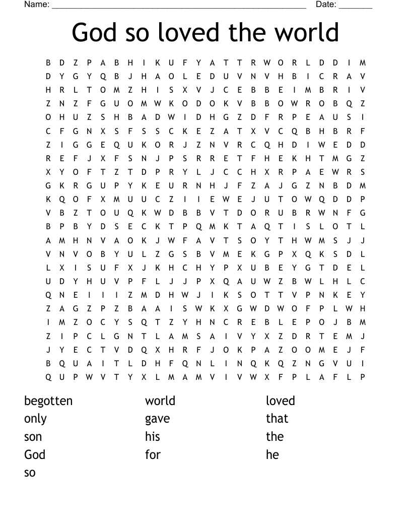 God so loved the world Word Search