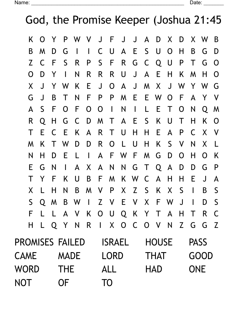 God, the Promise Keeper (Joshua 21:45 Word Search