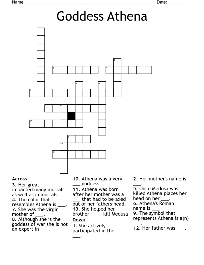 Goddess Athena Crossword