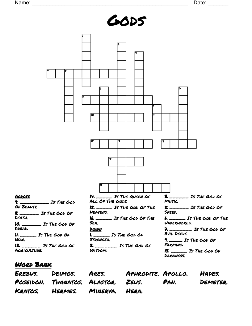 Gods Crossword