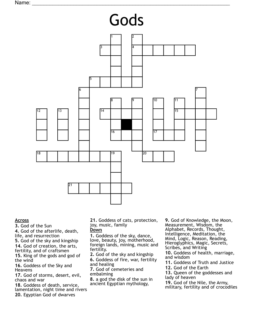 Gods Crossword