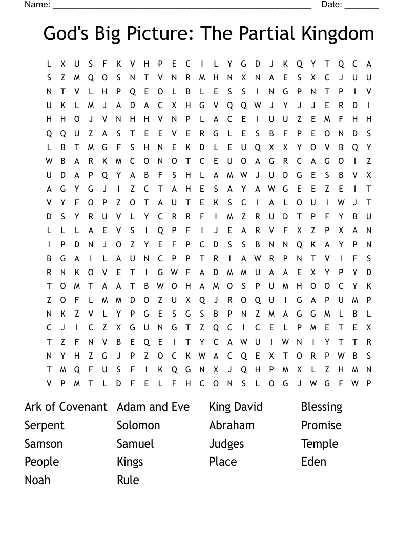 God's Big Picture: The Partial Kingdom Word Search
