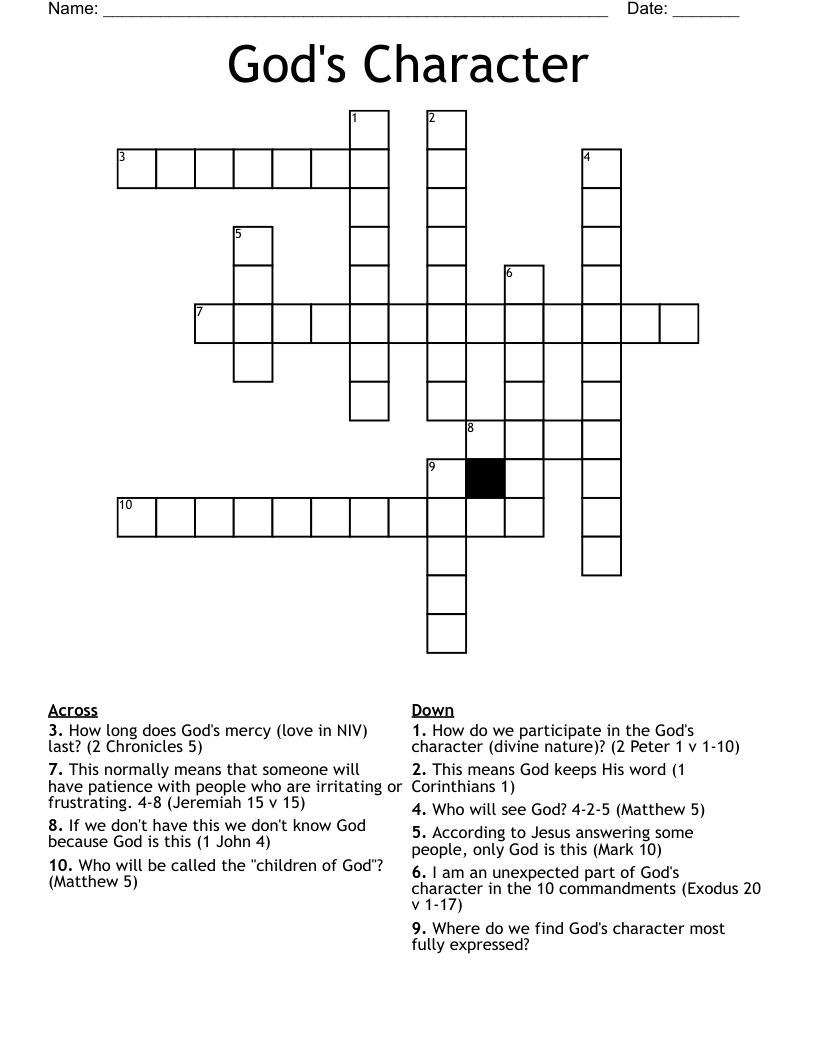 God's Character Crossword