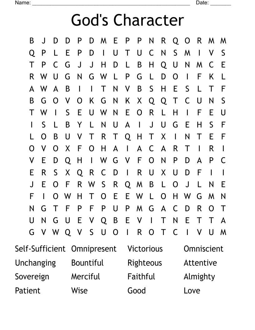 God's Character Word Search