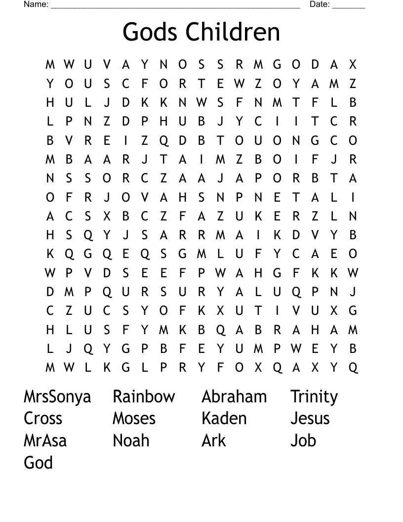Gods Children Word Search